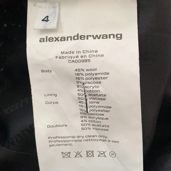 Alexander wang high waist tweed zipper skirt sz 4